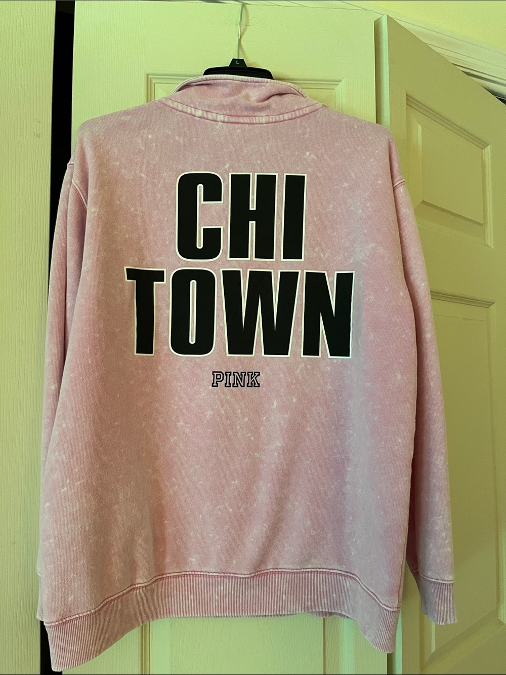 PINK Victoria's Secret Pink 1/4 Zip-Up CHI TOWN Kangaroo Pocket Hoodie
